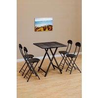 Living and Home 5pcs Folding Table and 4 Chairs Set Indoor Outdoor Bistro Kitchen Dining Set Furniture in Black