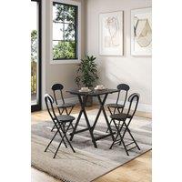 Living and Home 5pcs Folding Table and 4 Chairs Set Indoor Outdoor Bistro Kitchen Dining Set Furniture in Black