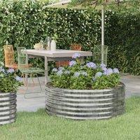 Berkfield Home Garden Raised Bed Powder-coated Steel 100x100x36 cm Silver | Size: 100 x 100 x 36 cm