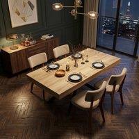 FENCHILIN Extendable Dining Table & 4 Mid-Back Chairs 140-180cm Kitchen Set in Light Oak