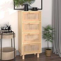 Berkfield Home Sideboard Brown 40x30x90 cm Solid Wood Pine & Natural Rattan | Size: 40 x 30 x 90 cm