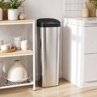 STILVORA 50L Sensor Bin with Bag-Fixing Ring in Silver