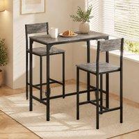 STILVORA 3-Piece Bar Table Set with 2 Stools in Grey