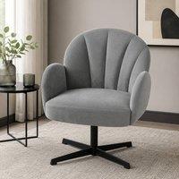 STILVORA Armchair with 360 Swivel & Grey Velvet Finish
