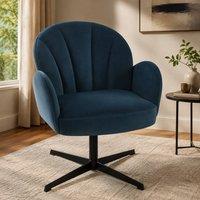 STILVORA Swivel Armchair with 360 Turn & Blue Velvet