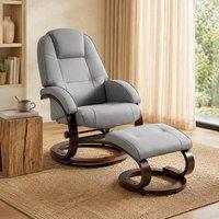 STILVORA Swivel Recliner Armchair with Footstool Grey