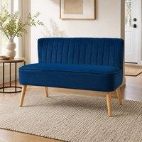 STILVORA Two-Seater Sofa with High Back & Upholstered Seat in Blue