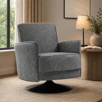 STILVORA Grey Faux Leather Swivel Armchair