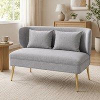 STILVORA 2 Seater Sofa with Wing-Back & Metal Legs in Grey