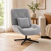 STILVORA Swivel Armchair with Lumbar Pillow in Light Grey