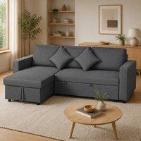 STILVORA 3 Seater Sofa Bed with Storage, Grey
