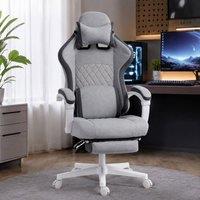 STILVORA Gaming Chair with Footrest & Lumbar Support in Grey