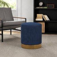 STILVORA Blue Footstool with Corduroy Upholstery