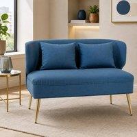 STILVORA 2 Seater Sofa with Wing Back & Metal Legs in Blue