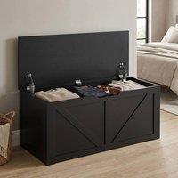 STILVORA Storage Chest with Safety Hinges & Seat Top in Black