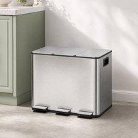 STILVORA Triple 20L Pedal Bin with Soft Close Lid in Silver