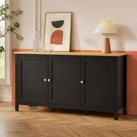 STILVORA Sideboard with 3 Doors & Adjustable Shelves in Black