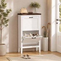 STILVORA Shoe Cabinet with 2 Flip Drawers & Adjustable Shelves in White