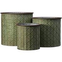 Four Candle Set of 3 Vintage Green Zinc Planters
