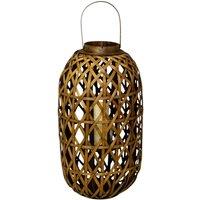 Four Candle Medium Oval Bamboo Decorative Lantern - 55.5cm in Brown