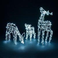 Christow Light Up Reindeer Family Outdoor Christmas Decoration White Wire LED Set Of 3