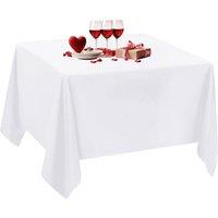 Neel Blue 10pcs Square Table Cloth, Premium Linen Table Cover - 90" x 90" in White