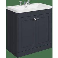 Balterley 800mm Floor Standing 2 Door Unit & Basin 3 Tap Hole - Satin Dark Grey