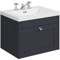 Balterley 600mm Wall Hung 1 Drawer Unit with Basin 3 Tap Hole - Satin Dark Grey