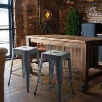 Wyld and Coco Grey Steel Bar Stools Set of 2 60 cm Industrial Design