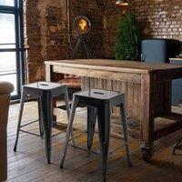 Wyld and Coco Urban Loft Industrial Bar Stools Set 2 Black Steel 60cm Stackable