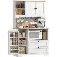 HOMCOM Kitchen Cupboard, Kitchen Cabinet with 2 Cabinets, 2 Drawers, White