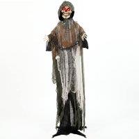 HOMCOM 170cm Animated Halloween Grim Reaper for Covered Outdoor in Black