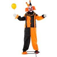 HOMCOM 190 cm Life Size Animated Clown Halloween Decorations Outdoor Indoor