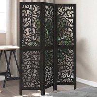 Berkfield Home Room Divider 3 Panels Black Solid Wood Paulownia