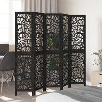 Berkfield Home Room Divider 5 Panels Black Solid Wood Paulownia