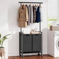 London Boutique Laundry Sorter Mobile Laundry Hamper Rack w/Hanging Rod Hampers Basket