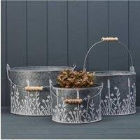 KDMD Meadow Design Buckets Set of 3 in Grey