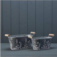 KDMD Set of Two Meadow Oval Planters in Grey