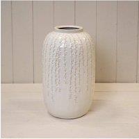 KDMD Large Cream Ceramic Ribbed Vase