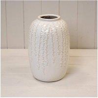 KDMD Medium Cream Ceramic Ribbed Vase