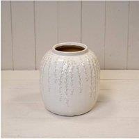 KDMD Small Cream Ceramic Ribbed Vase