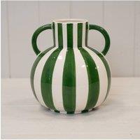 KDMD Green & White Striped Statement Vase