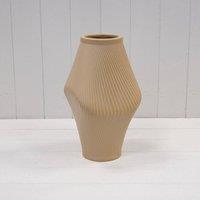 KDMD Modern Tan Sculptural Ribbed Vase