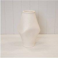 KDMD Modern Beige Sculptural Ribbed Vase in Off-White