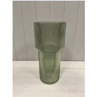 KDMD Vintage green Tall Glass Ribbed Vase