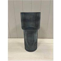 KDMD Blue Tall Glass Ribbed Vase