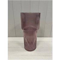 KDMD Amethyst Tall Glass Ribbed Vase in Purple