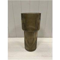 KDMD Olive Green Tall Glass Ribbed Vase