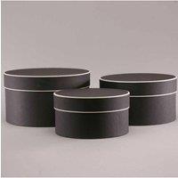KDMD Black Round Hat Boxes Set of 3 - Black