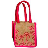 KDMD Jute Plant Bag - Floral Art Pink